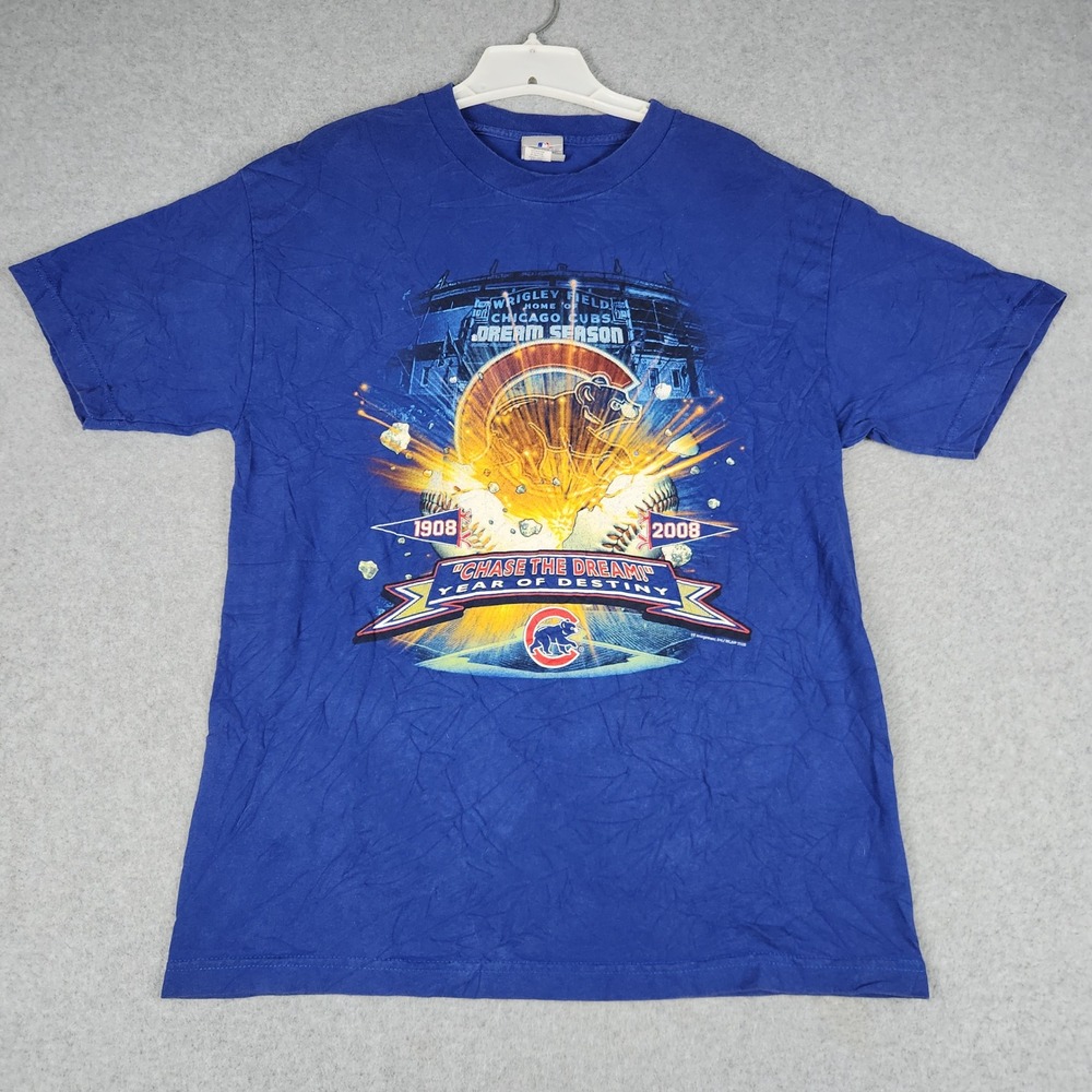 Chicago Cubs Chase the Dream 1908–2008 Shirt Mens L Blue Genuine Merchandise MLB